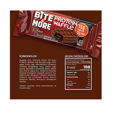 Bite&More Proteinli Çikolatalı Waffle 55g x 12 adet  (1)