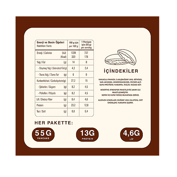 Bite&More Proteinli Pankek Duble Çikolatalı 50gr x 12 Adet - 2