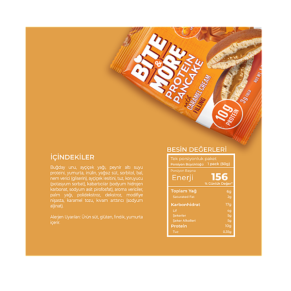 Bite&More Proteinli Pankek Karamelli 50gr x 12 Adet - 2