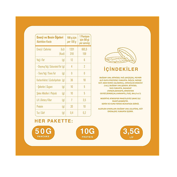 Bite&More Proteinli Pankek Speculoos 50gr x 12 Adet - 2