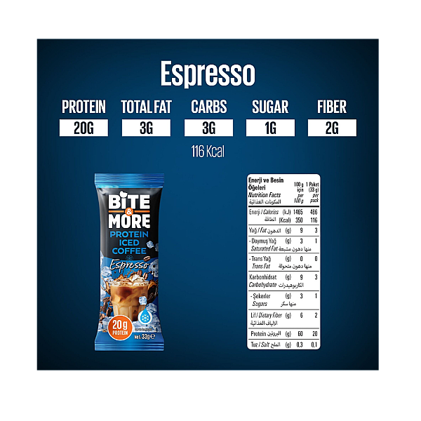 Bite&More Proteinli Soğuk Kahve Espresso 33gr x 10 Adet - 2