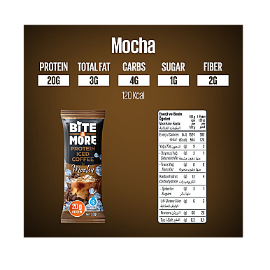 Bite&More Proteinli Soğuk Kahve Mocha 33gr x 10 Adet (1)